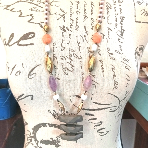 necklace amethyst quartz wood - Picture 3 of 8